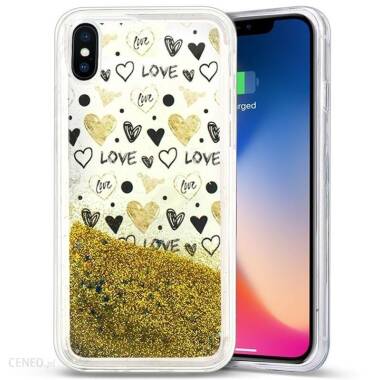 Etui do iPhone X/Xs Zizo Liquid Glitter Star Case - złote