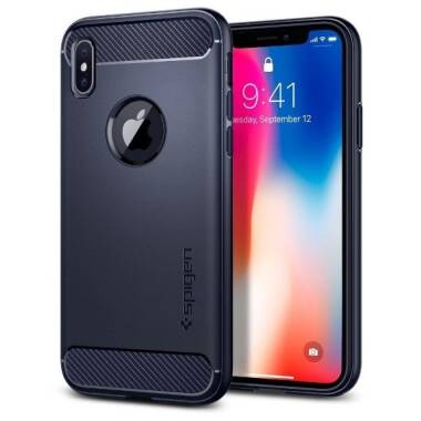 Etui iPhone X SPIGEN SGP Rugged Armor - niebieskie 