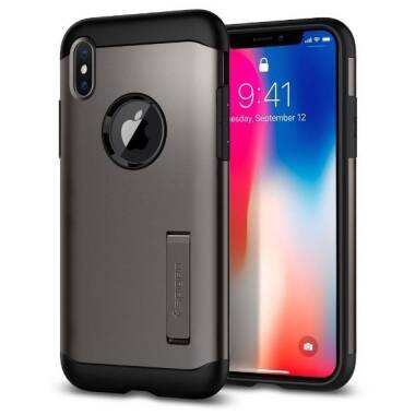 Etui iPhone X SPIGEN SGP Slim Armor Gunmetal - szare 