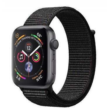 Apple Watch S4 44mm Gwiezdna Szarość z opaską w kolorze czarnym