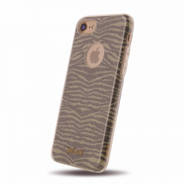 Etui do iPhone 7/8/SE 2020 JUST CAVALLI Leo Zebra Glitter Cover - złote
