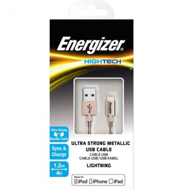 Kabel do iPhone/iPad Energizer Lightning to USB stalowy - złoty