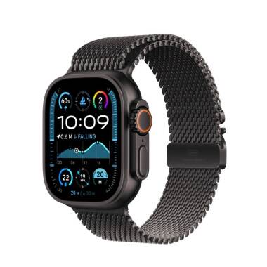 Apple Watch Ultra 2 49mm + Cellular tytan czarny z branzoletą mediolańską z tytanu w kolorze czarnym - Large