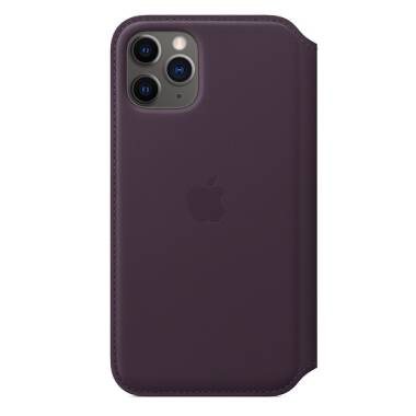 Skórzane etui folio do iPhone 11 Pro Max Apple - śliwkowe