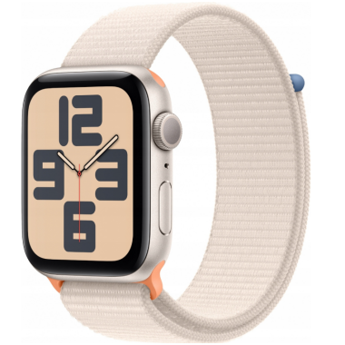 Apple Watch SE 2 44mm aluminium w kolorze księżycowej poświaty z opaską sportową w kolorze księżycowej poświaty
