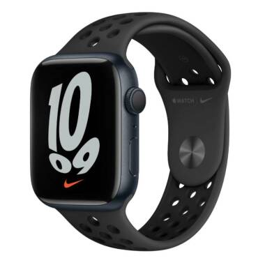 Apple Watch S7 45mm Nike GPS w kolorze północy - pasek sportowym Nike w kolorze antracytu czarnym