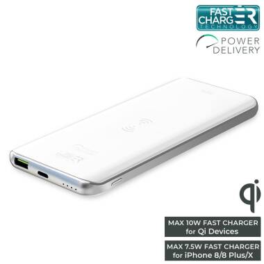 Powerbank Puro Wireless Slim 8000 mAh - biały