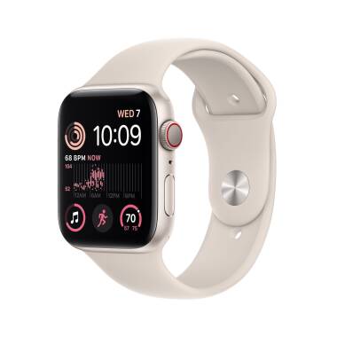 Apple Watch SE 2 + Cellular 40mm aluminium w kolorze księżycowej poświaty z paskiem sportowym w kolorze księżycowej poświaty