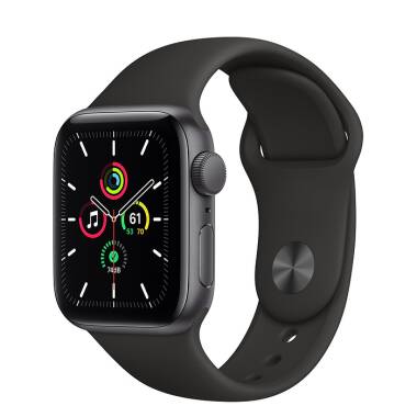 Apple Watch SE 44mm Gwiezdna Szarość z paskiem w kolorze czarnym