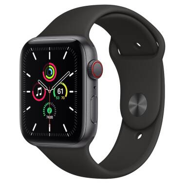 Apple Watch SE 44mm GPS + Cellular Gwiezdna Szarość z paskiem w kolorze czarnym