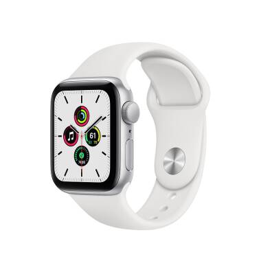 Apple Watch SE 40mm Srebrny z paskiem w kolorze białym