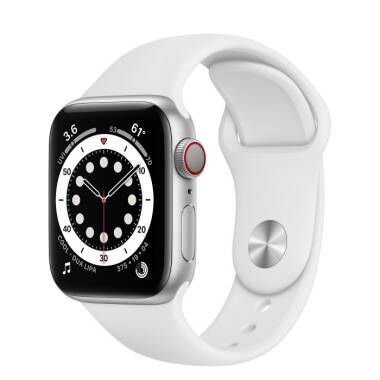 Apple Watch S6 44mm GPS + Cellular Srebrny z paskiem w kolorze białym