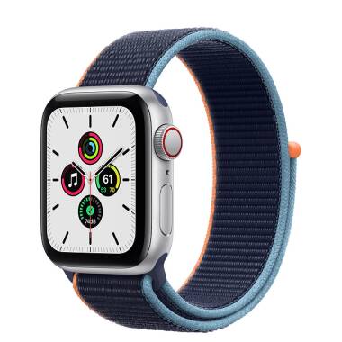 Apple Watch SE 40mm GPS + Cellular Srebrny z opaską w kolorze głębokiego granatu