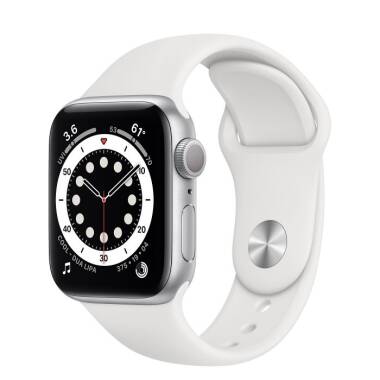 Apple Watch S6 44mm Srebrny z paskiem w kolorze białym