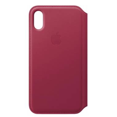 Etui z klapką do iPhone X/XS Apple Leather Folio - wiśniowe