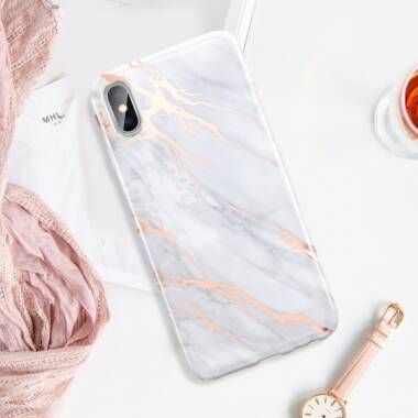 Etui do iPhone X/Xs ESR MARBLE - szaro/złote