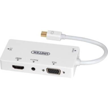 Przejściówka z miniDisplayPort na HDMI/DVI/VGA/Audio (3.5mm Jack) Unitek - biała