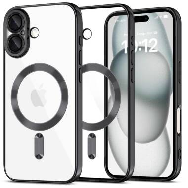 Etui do iPhone 16 Tech-Protect MagFlex MagSafe shiny black - przezroczyste