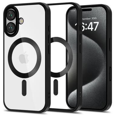 Etui do iPhone 16 Tech-Protect MagFlex MagSafe satin black - przezroczysty