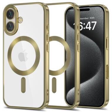 Etui do iPhone 16 Tech-Protect MagFlex MagSafe satin gold - przezroczyste