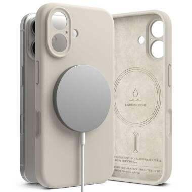 Etui do iPhone 16 Ringke Silicone MagSafe stone - kremowe