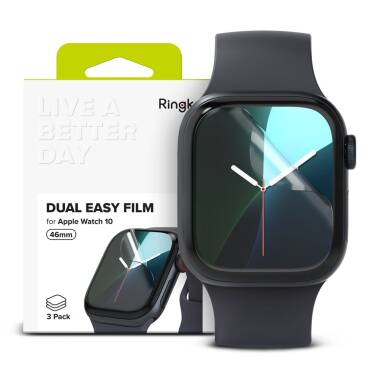 Folia Apple Watch 10 46 mm RINGKE DUAL EASY 3-PACK CLEAR