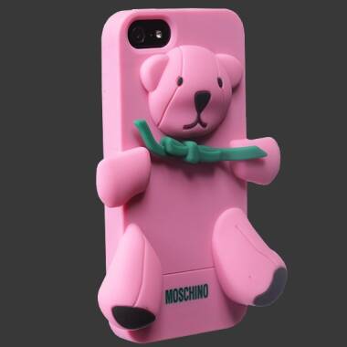 Etui do iPhone SE/5/5S Moschino bear silicon - różowe