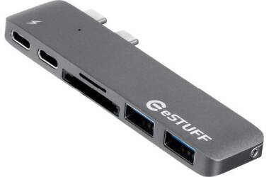 Adapter eStuff USB-C /USB 3.0,Micro SD, Thunderbolt 3 - gwiezdna szarość