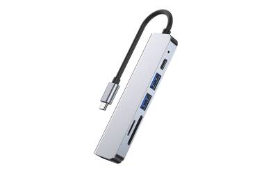 Przejściówka USB-C TECH-PROTECT V4-HUB 6IN1 - szara