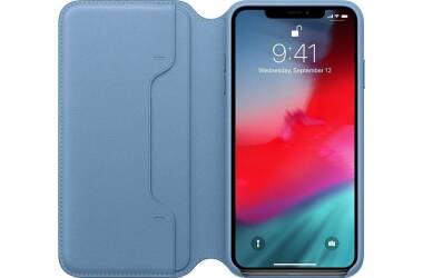 Etui do iPhone Xs Max Apple Leather Folio - szary błękit