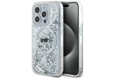 Etui iPhone 15 Pro Karl Lagerfeld Liquid Glitter Metal MagSafe clear