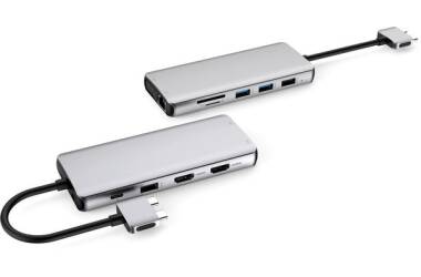 Przejściówka eStuff USB-C do  2xHDMI/ USB-C/ LAN/ VGA / 2x USB 2.0/ 2x USB 3.2/ MicroSD/ SD/ Audio/mic - biała