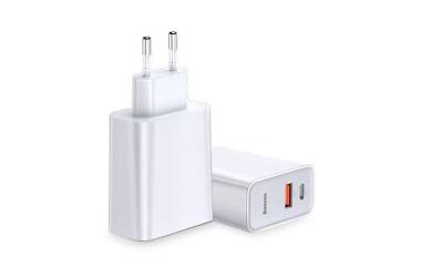 Ładowarka sieciowa BASEUS SPEED PPS QC3.0 + USB-C - biała