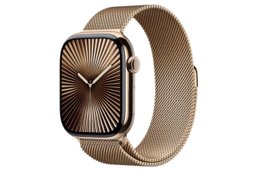 Apple Watch S10 46mm tytan w kolorze złotym z bransoletą mediolańską w kolorze złotym M/L