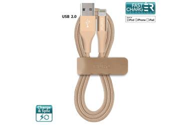 PURO Braided Cable - Kabel MFi z Lightning + klips + Aluminum Connector 1m (Gold)