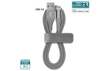 PURO Braided Cable - Kabel MFi z Lightning + klips + Aluminum Connector 1m (Space Gray)