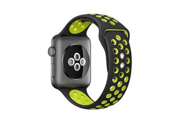 Pasek do Apple Watch 42/44 mm Crong Duo Sport Band - czarny/limonkowy
