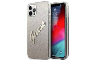 Etui do iPhone 12/12 Pro Guess Glitter Gradient Script - złote 