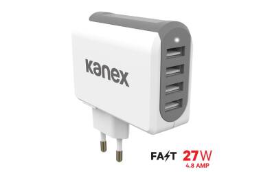 Ładowarka sieciowa z czterema portami USB Kanex - biała
