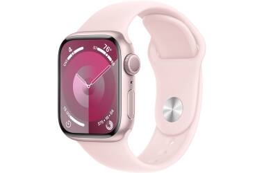 Apple Watch S9 41mm aluminium w kolorze różowym z paskiem sportowym w kolorze jasnoróżowym - S/M