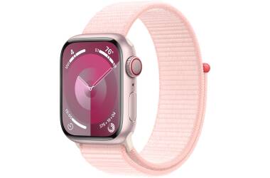 Apple Watch S9 41mm aluminium + Cellular w kolorze różowym z opaską sportową w kolorze jasnoróżowym