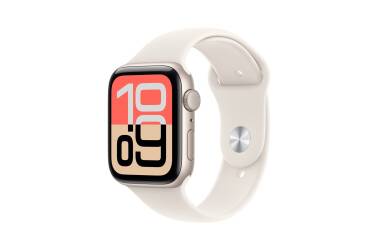 Apple Watch SE 3 44mm  Aluminium w kolorze Księżycowej poświaty z Paskiem sportowym w kolorze Księżycowej poświaty - S/M