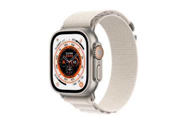 Apple Watch Ultra 49mm + Cellular tytan z opaską Alpine w kolorze księżycowej poświaty - M/L