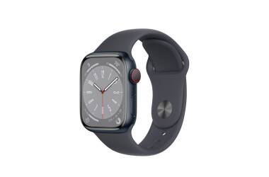 Apple Watch Series 8 + Cellular 45mm aluminium w kolorze północy z paskiem sportowym w kolorze północy