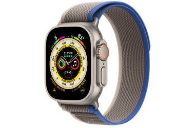 Apple Watch Ultra 49mm + Cellular tytan z opaską Trail w kolorze niebieskim/szarym - M/L