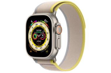 Apple Watch Ultra 49mm + Cellular tytan z opaską Trail w kolorze żółtym/beżowym - S/M 