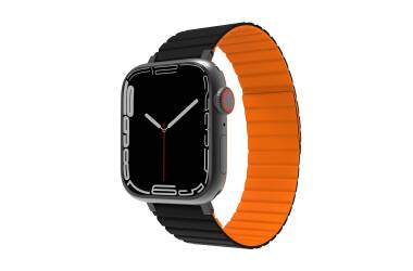 Pasek do Apple Watch 42/44/45/49 mm JCPAL FlexForm - Czarny/Pomarańczowy