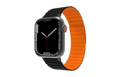 Pasek do Apple Watch 44/45/49 mm JCPAL FlexForm - Czarny/Pomarańczowy