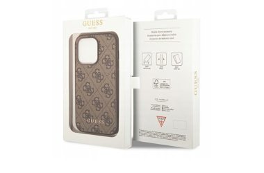 Etui do iPhone 14 Pro Guess 4G Metal Logo Gold - Brązowe 