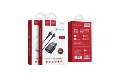 Ładowarka do iPhone/iPad HOCO C12Q z kablem USB C - czarna